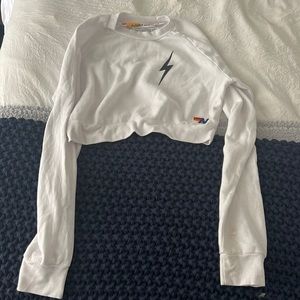 Aviator nation white cropped crew neck